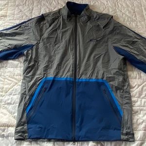 Oakley Mens Targetline Waterproof Shell Jacket Golf Zip Gray Blue Medium